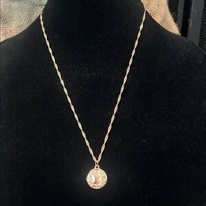 Elegant Gold Louis Vuitton Pendant on 18” Gold Chain Necklace